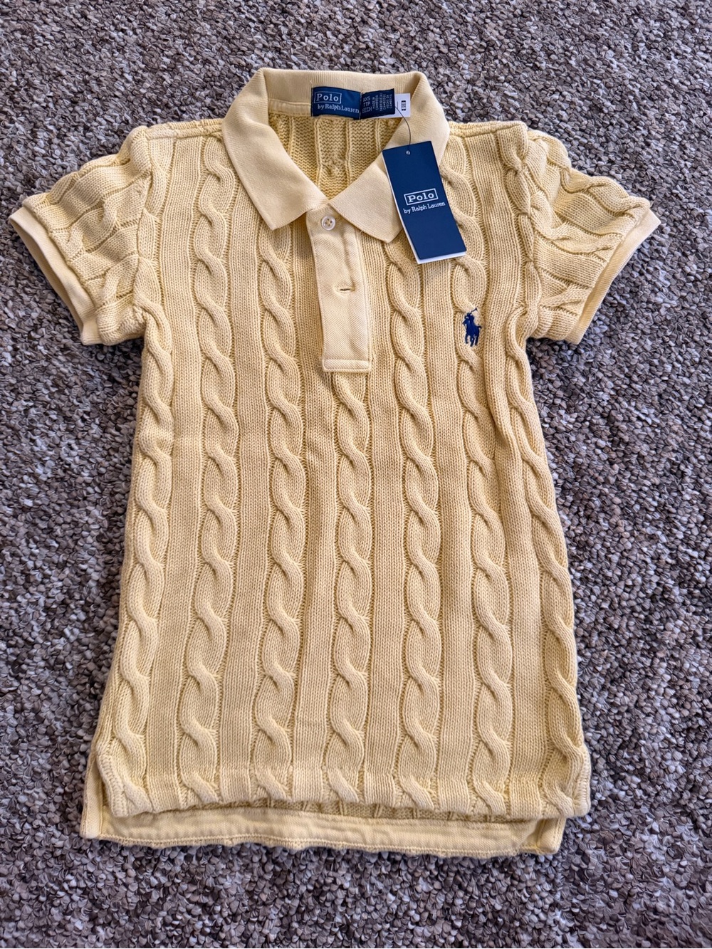 Ralph Lauren Yellow Cable-Knit Polo Top